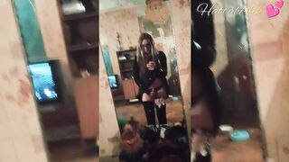 Sexy femboy squirting fun in front of the mirror