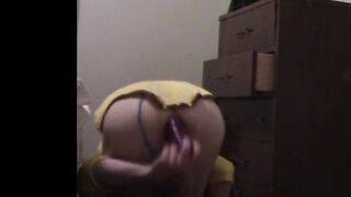 Large sextoy anal pounding sissy doxy