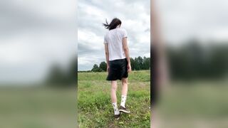 Cute Femboy Flashes Butt In Public Park