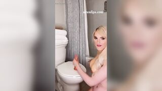 Trans cute golden-haired got caught with sextoy