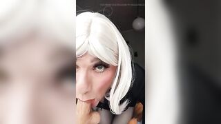 Candy practising her oral job skills