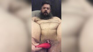 FTM Bear Chub cums hard with a sex toy