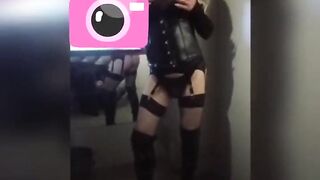 Crossdresser at the sex shop porn cinema