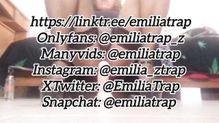 Crossdresser banging her constricted butt with a large thick Sex Tool - Jizz Flow - Trap Sissy