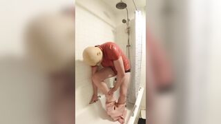 Silicone doll takes off her skin