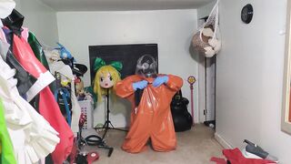 PVC Hazmat Dress Breathplay with Gasmask and Rebreathing Bag