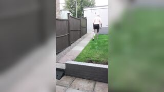 Prancing in The Garden In Fishnets And Petticoat
