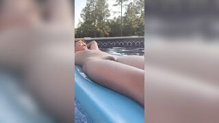 Trans Dude Glamorous Skinny Body in Swimming Pool