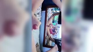 Jerking off her lengthy knob with a blue ramrod ring biggest ejaculation ending