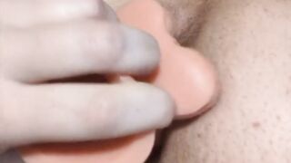 Ftm gapes twat with sex tool then voids urine pants