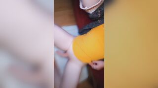 Trans cutie rides trans flag sextoy