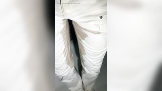 Wetting myself in white panties...