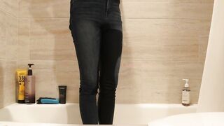 Tucked Trans Hotty Wetting Her Constricted Jeans