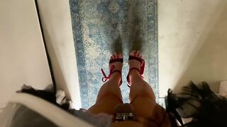 Stand by your mistresse front door castrated bands waiting your bb customer cutie Scarlett ebony