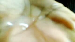 Large titties shemale jerking off her monster cock