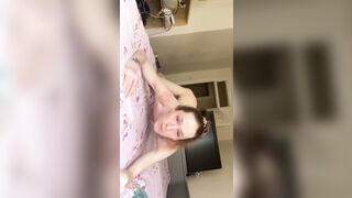 Trans plays with herself previous to work