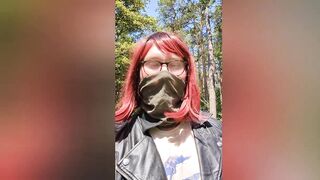 Leather Sissy public nasty in Boots and petticoat