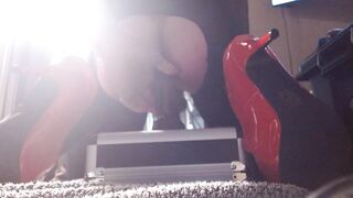 CD riding my recent ebony ramrod sex toy