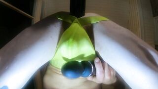 Femboy Takes Massive Dick In Booty Until Cum Oozes Throughout Pants