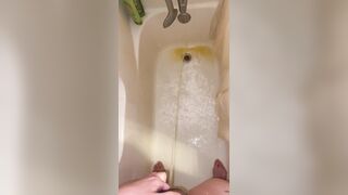 POV Morning standing urinate in shower