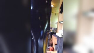 Transmale trying Catsuit