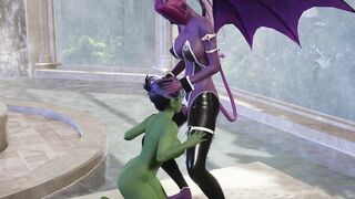 Succubus Futa with Female Orc