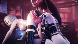 The red-haired whore licks her booty with her slippery tongue