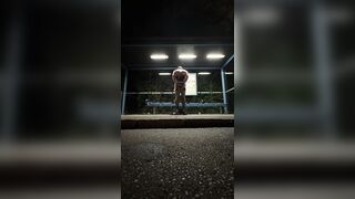 Sissy modelling at public Bus Station