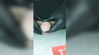 jerked off into a ally's used cock rubber