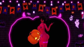 Futanari witch succubus bangs a pumpkin