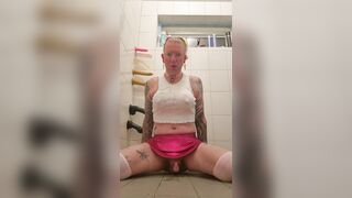 Sissy in butterfly top riding a vibrator