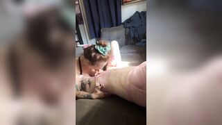 Hawt trans beauty in strappy underware gets her girlcock sucked by curvy mother i'd like to fuck