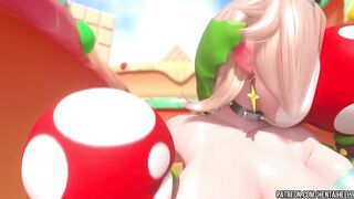 FUTANARI Princess Peach cumming from deepthroat oral job CG animation