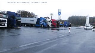 TV nutte Monique - showing myself on a truck stop anew