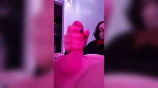 Tgirl jerks their knob and quickly cums ;three