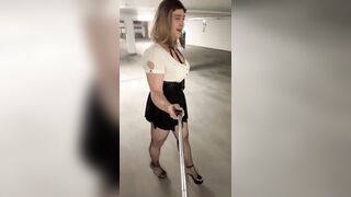 Sissy in Public exposing and playing with sextoy