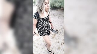 Cute Ladyboy Walks In Public In Minidress And Hawt Tall Sandals