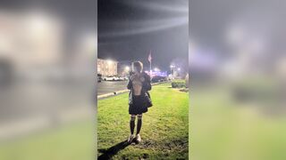 Emo transgirl shows off outside