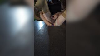 crossdresser xuan masturbate on bench outdoor