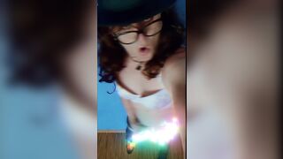 Redhead rossdresser jerks off to mad rhythms