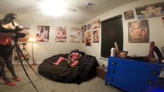 Biggest fake melons crossdresser cumming watching photoshoot angle two