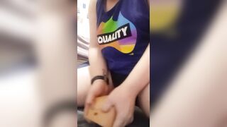 FTM uses vibrating sextoy to screw vagina doll