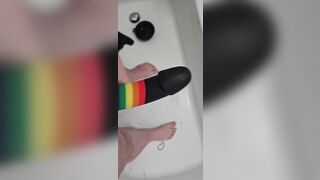 Washing my rainbow schlong