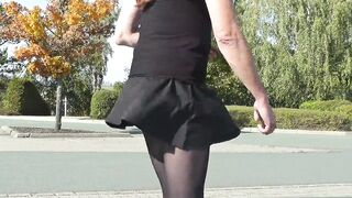 Crossdressing in public - Sissy in short petticoat outside