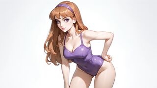 Shemale hentai Daphne Masturbating and Self Suck