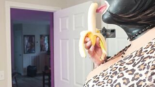 Huge fake boobs crossdresser practicing unfathomable mouth skills