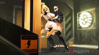 Breasty futanari sex android with a hude ramrod bangs muscle cutie in the lab