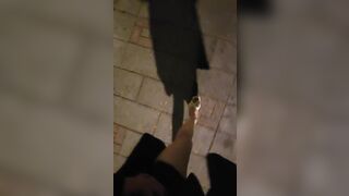 Transsexual Ting xuan puts on anal plug during the time that taking a walk and masturbates