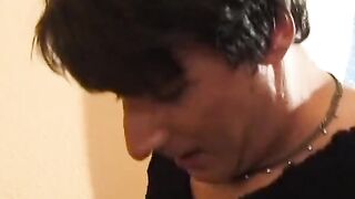 A overweight guy gets fucked into ass hard by a lustful German t-girl floozy