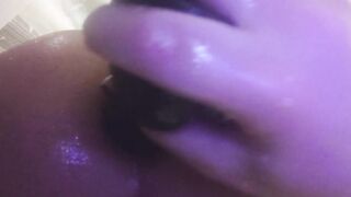 Screwing my transsexual Booty in the Shower with a Dragon Sex toy